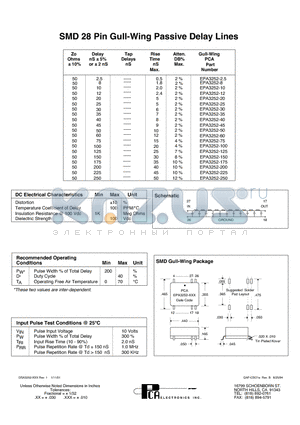 EPA3252-12 datasheet - SMD 28 Pin Gull-Wing Passive Delay Lines