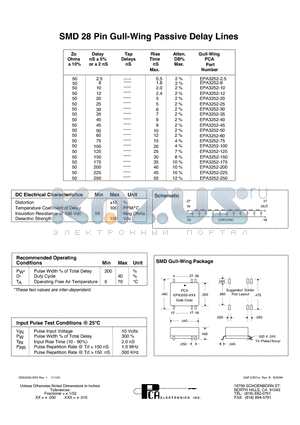 EPA3252-2.5 datasheet - SMD 28 Pin Gull-Wing Passive Delay Lines