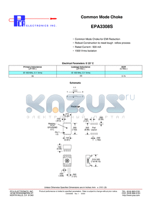 EPA3308S datasheet - Common Mode Choke