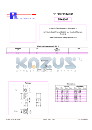 EPA3367 datasheet - RF Filter Inductor