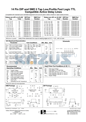 EPA3368-35 datasheet - 14 Pin DIP and SMD 5 Tap Low-Profile Fast Logic TTL Compatible Active Delay Lines