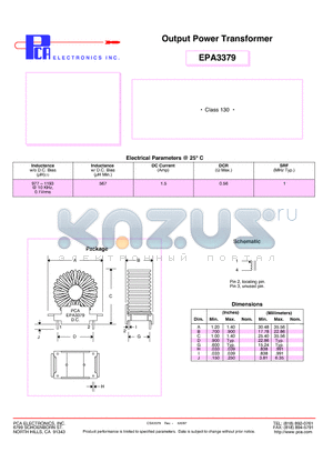 EPA3379 datasheet - Output Power Transformer