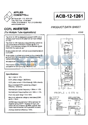 ACB-12-1261 datasheet - CCFL INVERTER