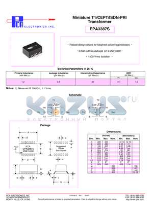 EPA3387S datasheet - Miniature T1/CEPT/ISDN-PRI Transformer