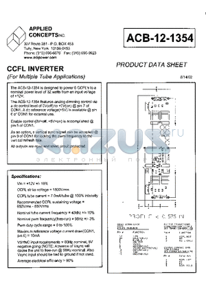 ACB-12-1354 datasheet - CCFL INVERTER
