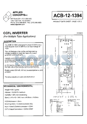 ACB-12-1394 datasheet - CCFL INVERTER