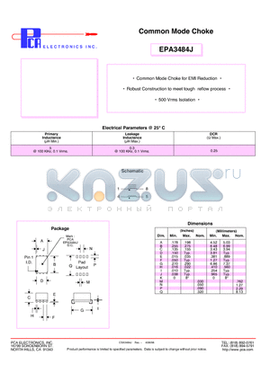 EPA3484J datasheet - Common Mode Choke