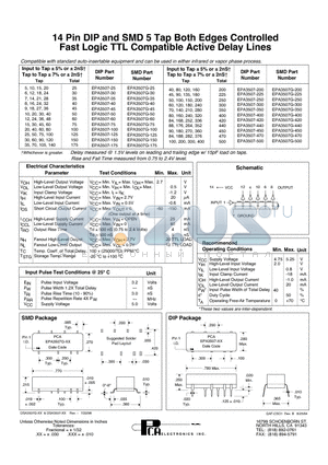 EPA3507-125 datasheet - 14 Pin DIP and SMD 5 Tap Both Edges Controlled Fast Logic TTL Compatible Active Delay Lines