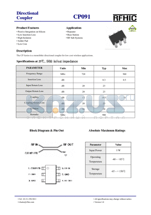 CP091 datasheet - Directional Coupler