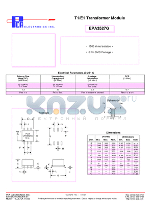 EPA3527G datasheet - T1/E1 Transformer Module