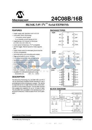 24C08B-ESN datasheet - 8K/16K 5.0V I 2 C O Serial EEPROMs