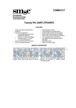 81C17 datasheet - TWENTY PIN UART (TPUART)