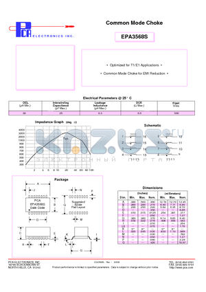 EPA3568S datasheet - Common Mode Choke