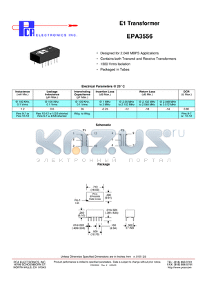 EPA3556 datasheet - E1 Transformer