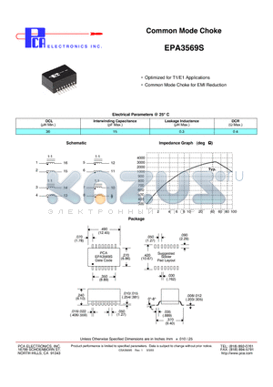 EPA3569S datasheet - Common Mode Choke