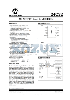 24C32 datasheet - 32K 5.0V I2C Smart Serial EEPROM