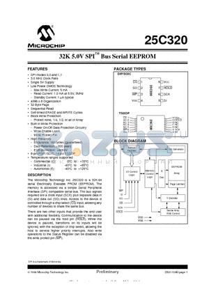 24C320-P datasheet - 32K 5.0V SPI  Bus Serial EEPROM