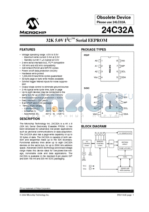 24C32A-/P datasheet - 32K 5.0V I2CSerial EEPROM