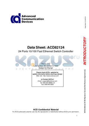 ACD80900 datasheet - 24 Ports 10/100 Fast Ethernet Switch Controller