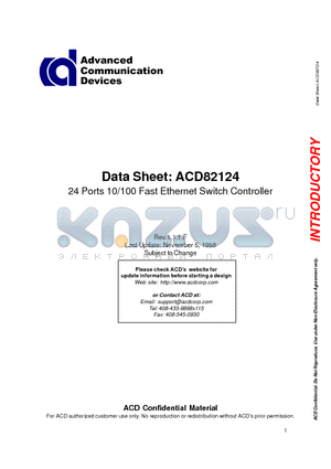 ACD82124 datasheet - 24 Ports 10/100 Fast Ethernet Switch Controller