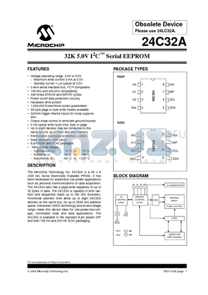 24C32A-E/SN datasheet - 32K 5.0V I2CSerial EEPROM