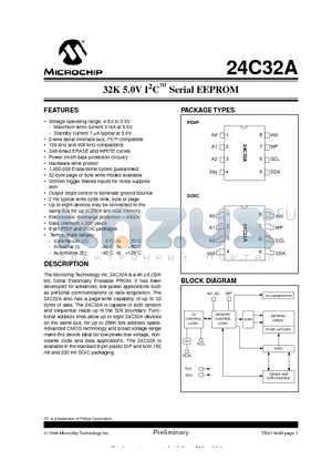 24C32A-ESN datasheet - 32K 5.0V I 2 C O Serial EEPROM