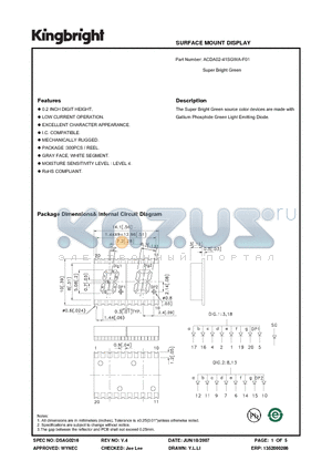 ACDA02-41SGWA-F01 datasheet - SURFACE MOUNT DISPLAY