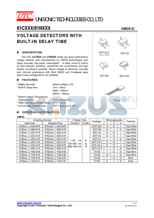 81CXXX datasheet - VOLTAGE DETECTORS WITH BUILT-IN DELAY TIME