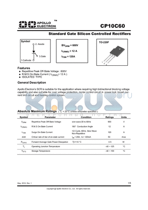 CP10C60 datasheet - Standard Gate Silicon Controlled Rectifiers