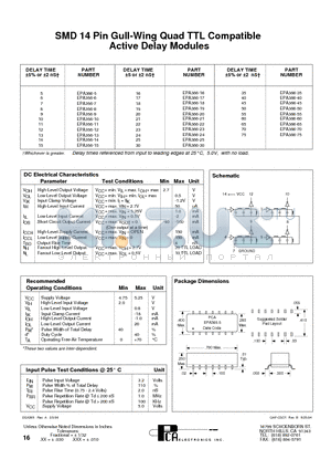 EPA366-13 datasheet - SMD 14 Pin Gull-Wing Quad TTL Compatible Active Delay Modules