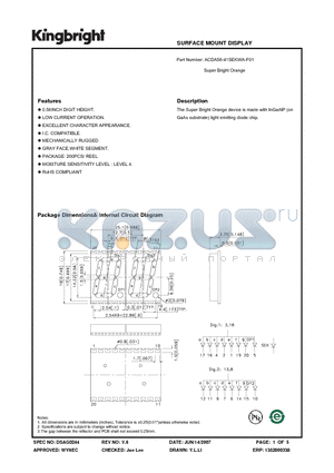 ACDA56-41SEKWA-F01 datasheet - SURFACE MOUNT DISPLAY