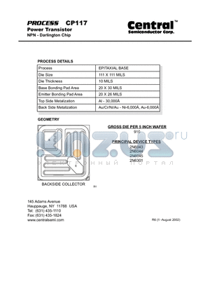 CP117 datasheet - Power Transistor NPN - Darlington Chip