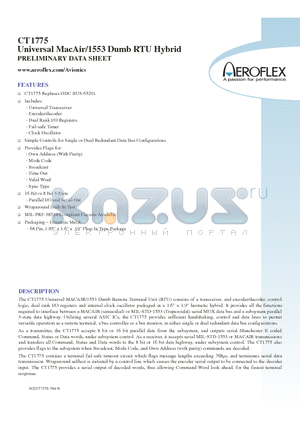 1775 datasheet - Universal MacAir/1553 Dumb RTU Hybrid PRELIMINARY DATA SHEET