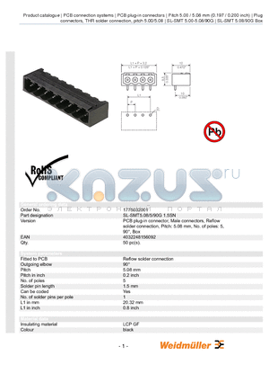 1775032001 datasheet - SL-SMT5.08/5/90G 1.5SN