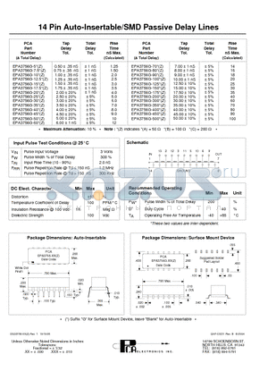 EPA3756G-10 datasheet - 14 Pin Auto-Insertable/SMD Passive Delay Lines