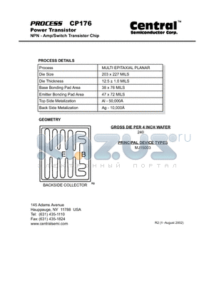 CP176 datasheet - Power Transistor NPN - Amp/Switch Transistor Chip