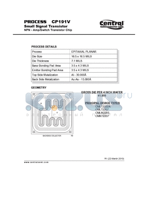 CP191V datasheet - Small Signal Transistor NPN - Amp/Switch Transistor Chip