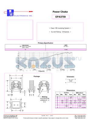 EPA3759 datasheet - Power Choke