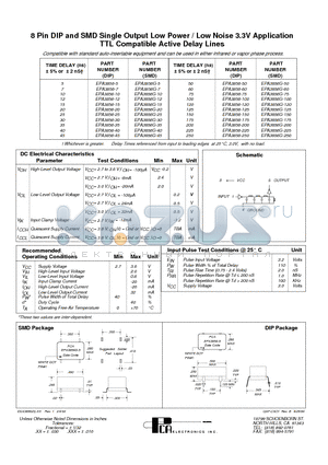 EPA3856-125 datasheet - 8 Pin DIP and SMD Single Output Low Power / Low Noise 3.3V Application TTL Compatible Active Delay Lines