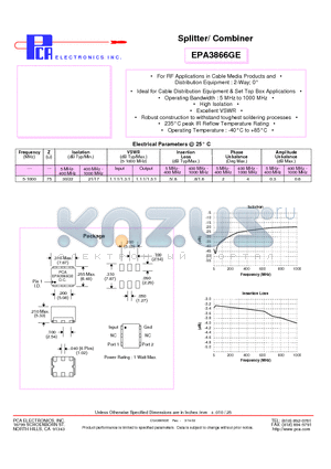 EPA3866GE datasheet - Splitter/ Combiner