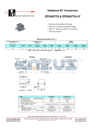 EPA3877G datasheet - Wideband RF Transformer