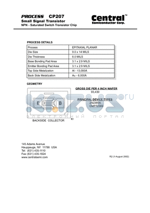 CP207 datasheet - Small Signal Transistor NPN - Saturated Switch Transistor Chip