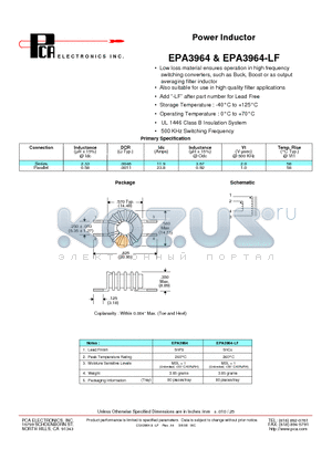 EPA3964 datasheet - Power Inductor