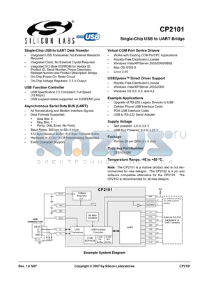 CP2101-GM datasheet - Single-Chip USB to UART Bridge