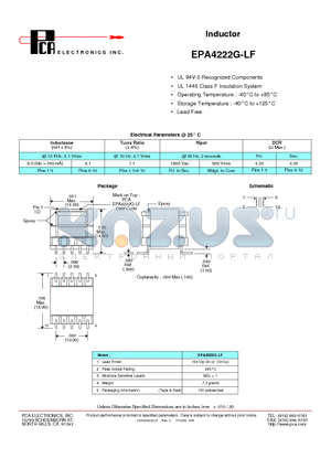 EPA4222G-LF datasheet - Inductor