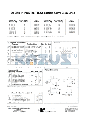 EPA424-30 datasheet - SO SMD 14 Pin 5 Tap TTL Compatible Active Delay Lines