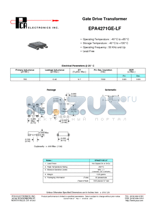 EPA4271GE-LF datasheet - Gate Drive Transformer