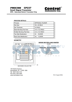 CP237 datasheet - Small Signal Transistor NPN - Saturated Switch Transistor Chip