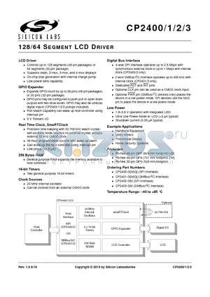 CP2400 datasheet - 128/64 SEGMENT LCD DRIVER