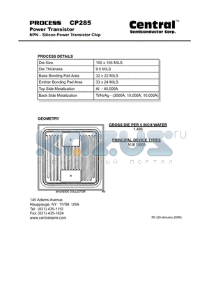 CP285 datasheet - Power Transistor 4.0 Amp NPN Silicon Power Transistor Chip